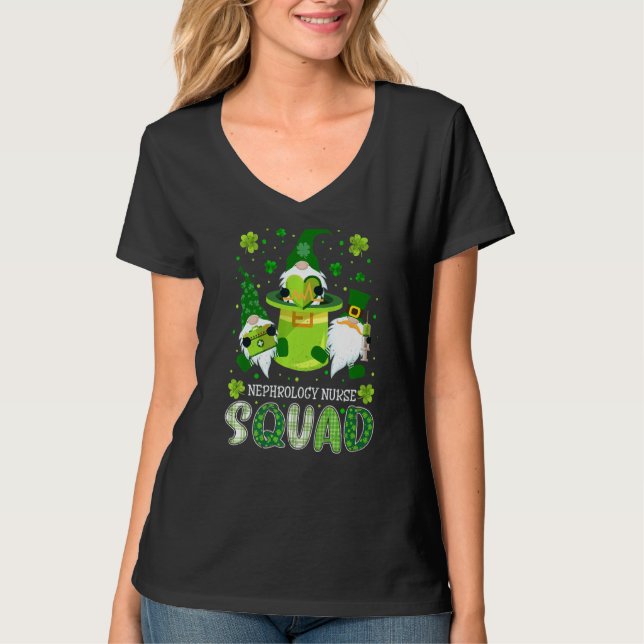 Nephrology Nurse Squad Nursing St Patrick Day Gnom T-Shirt (Front)