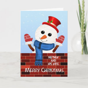Nephw and his Wife Christmas Snowman Holiday Card