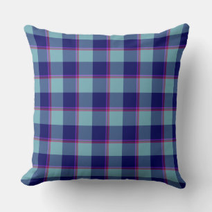 Neptune and Gulf Blue Plaid Cushion
