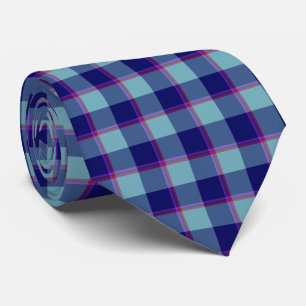 Neptune and Gulf Blue Plaid Neck Tie