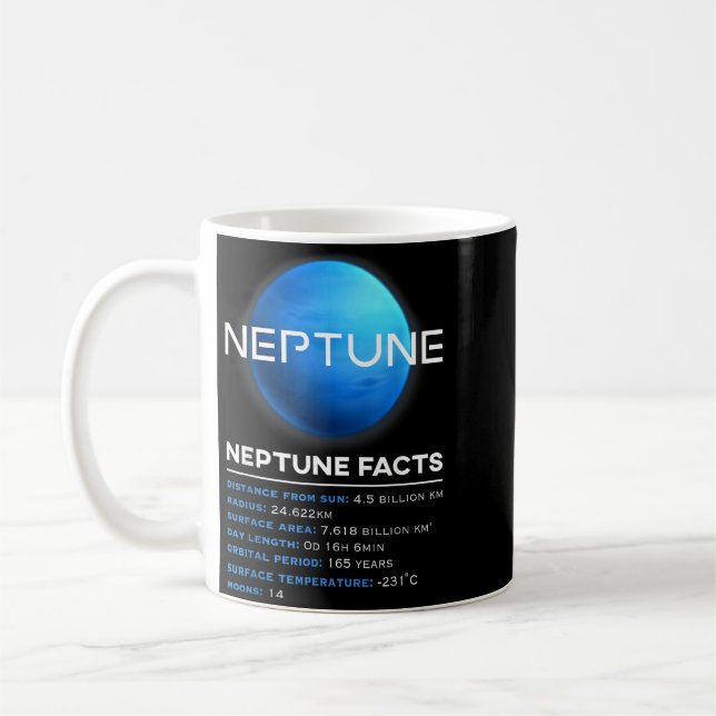 Neptune Facts - Dwarf Planet Space Astronomy Coffee Mug (Left)