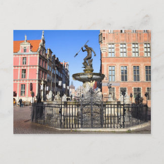 Neptune Fountain in the City of Gdansk Postcard