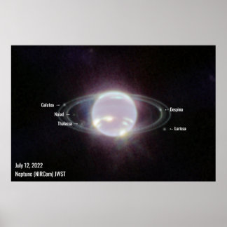 Neptune James Webb Photo NIRCam Image White Text Poster