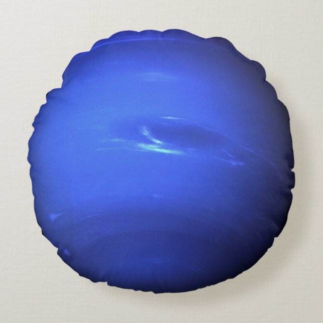Neptune Planet Photo Space Solar System Rich Blue Round Cushion (Front)