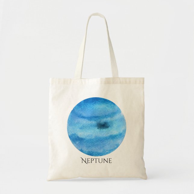 Neptune Planet Watercolor Tote Bag (Front)