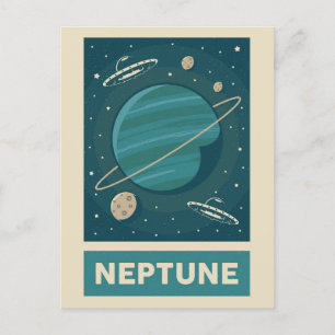 Neptune Retro Galaxy UFO Postcard
