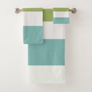 Neptune, Seashell, Green and Navy Stripes Bath Towel Set