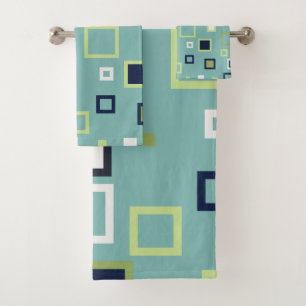 Neptune, Seashell, Green and Navy Stripes Bath Towel Set
