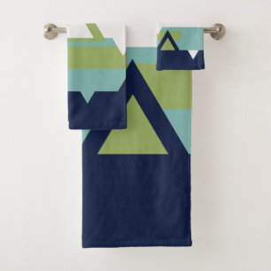 Neptune, Seashell, Green and Navy Stripes  Bath Towel Set