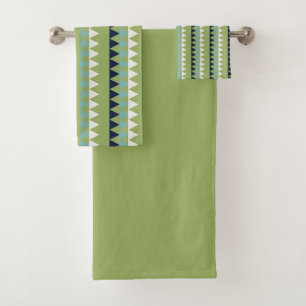Neptune, Seashell, Green and Navy triangles Bath Towel Set