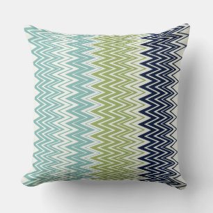 Neptune, Seashell, Green and Navy Zigzags Cushion