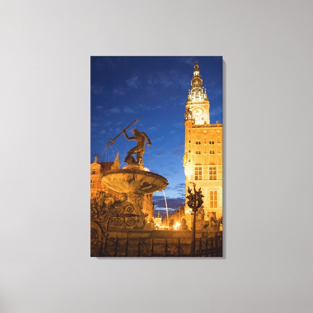 Neptune Statue In Fountain Canvas Print (Front)