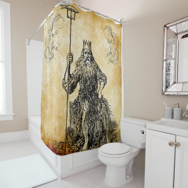 neptune with mermaids shower curtain (In Situ)