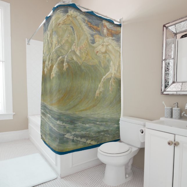 Neptune's Horses by Walter Crane Shower Curtain (In Situ)