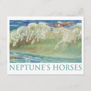 NEPTUNE'S HORSES RIDE THE WAVES POSTCARD