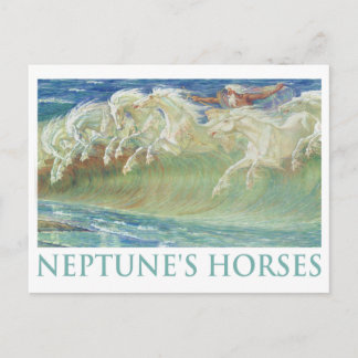 NEPTUNE'S HORSES RIDE THE WAVES POSTCARD