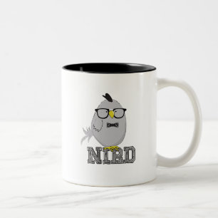 Nerd Bird Cute with Glasses  Two-Tone Coffee Mug