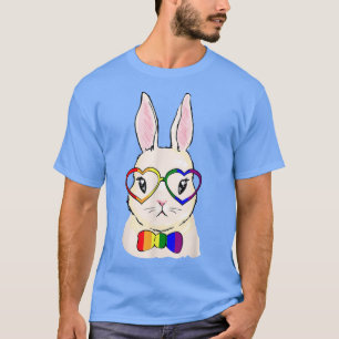 Nerd Bunny LGBT-Q Cute Rabbit Rainbow Flag Gay Pri T-Shirt