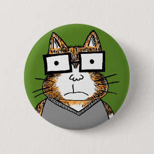 Nerd Cat 6 Cm Round Badge