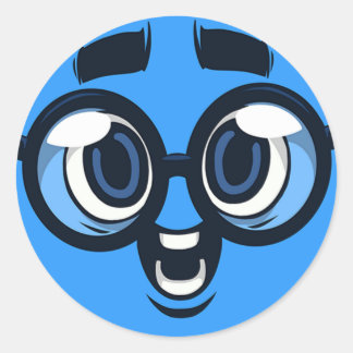 Nerd Emoji Classic Round Sticker