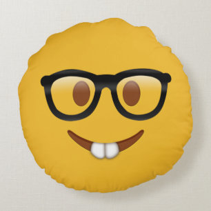 Nerd Emoji Round Cushion