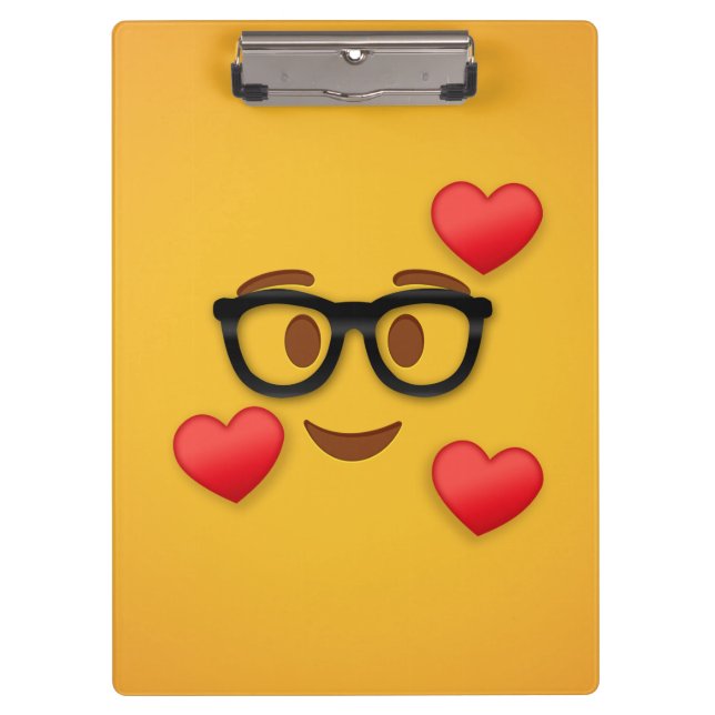 Nerd emoji with heart clipboard (Front)