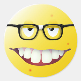 Nerd Face Classic Round Sticker