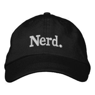 Nerd one word white text minimalism funny design  embroidered hat