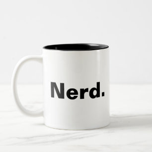 Nerd one word white text minimalism funny design Two-Tone coffee mug
