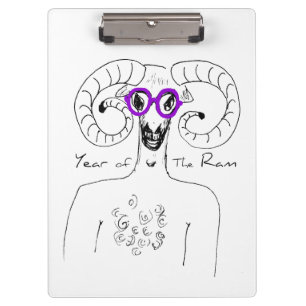 Nerd Ram Aries Chinese Astrology Zodiac Clipboard