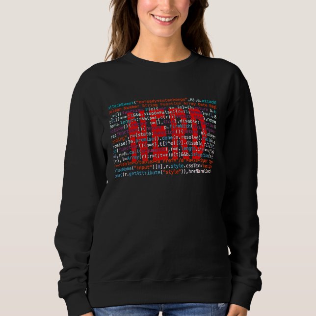 Nerd with Computer String Source Code for IT Freak Sweatshirt (Front)