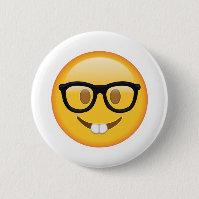 Nerd with Glasses - Emoji 6 Cm Round Badge (Front)