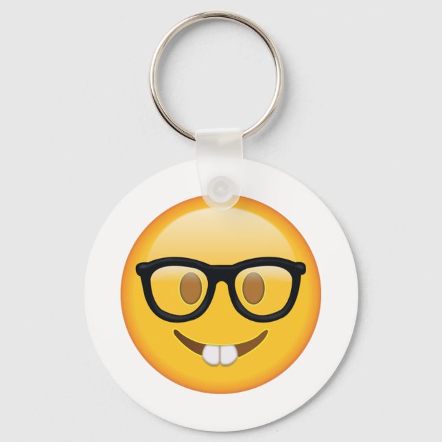 Nerd with Glasses - Emoji Key Ring (Front)