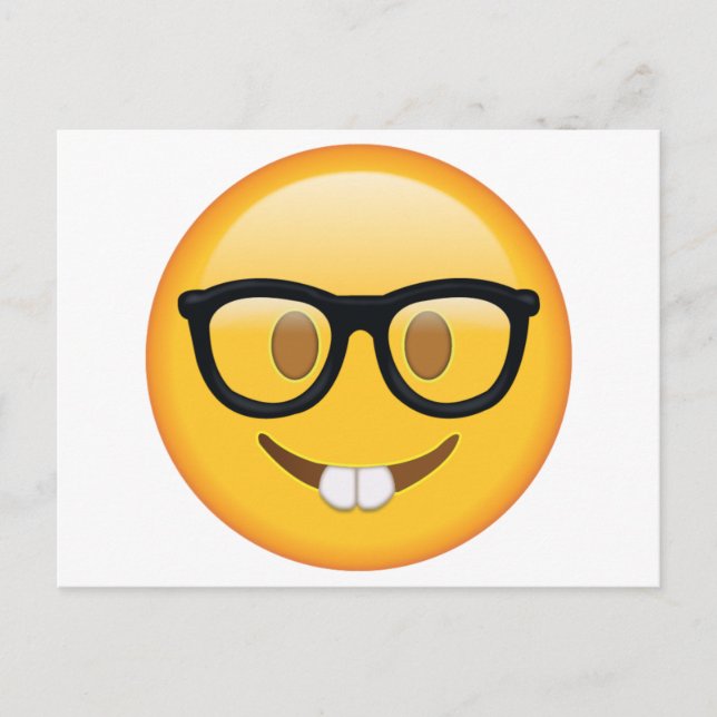 Nerd with Glasses - Emoji Postcard (Front)