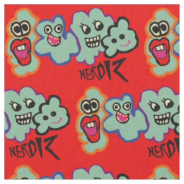 nerds cartoon monsters fabric (Close Up)