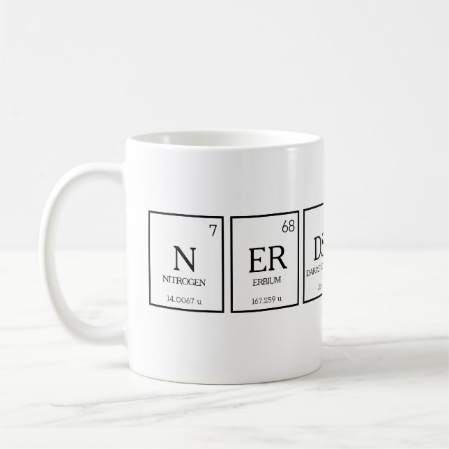 Nerds periodic table elements chemistry humour coffee mug (Left)