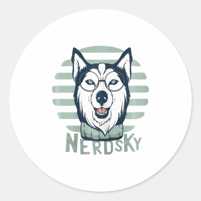 Nerdsky Classic Husky Funny Dog Classic Round Sticker (Front)