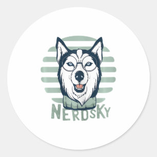 Nerdsky Classic Husky Funny Dog Classic Round Sticker