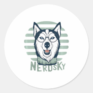 Nerdsky Classic Husky Funny Dog Round Sticker