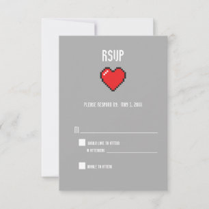 Nerdy 8 bit heart rsvp card