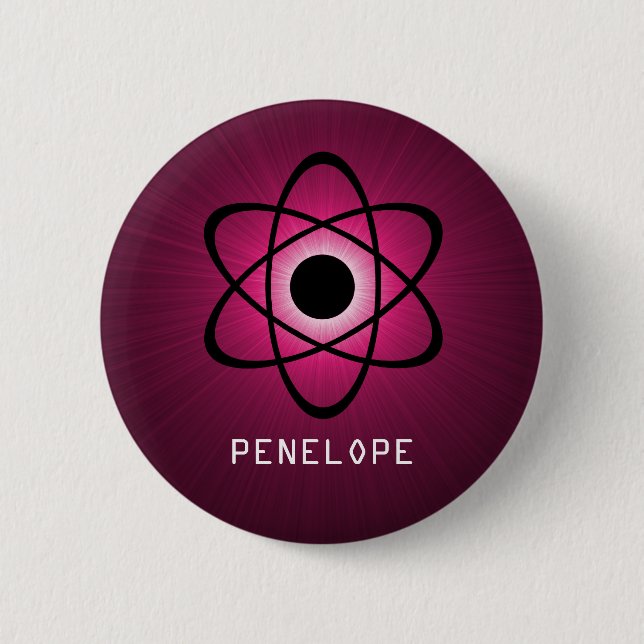 Nerdy Atomic Button, Pink 6 Cm Round Badge (Front)