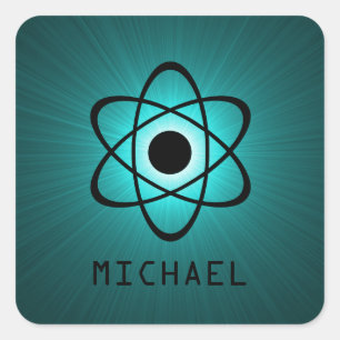 Nerdy Atomic Customisable Stickers, Teal Square Sticker