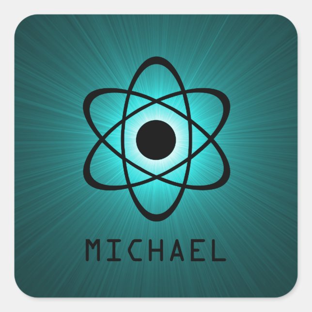 Nerdy Atomic Customisable Stickers, Teal Square Sticker (Front)