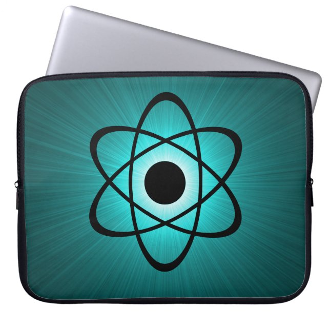 Nerdy Atomic Electronics Sleeve, Teal Laptop Sleeve (Front)