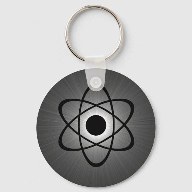 Nerdy Atomic Keychain, Grey Key Ring (Front)