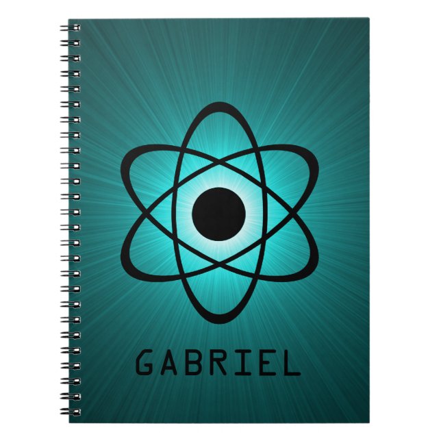 Nerdy Atomic Notebook, Teal Spiral Notebook (Front)