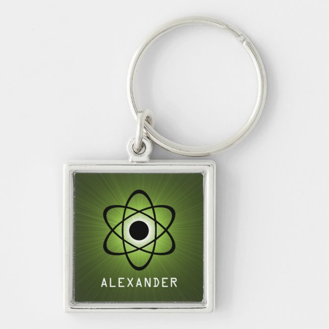 Nerdy Atomic Premium Keychain, Green Key Ring (Front)