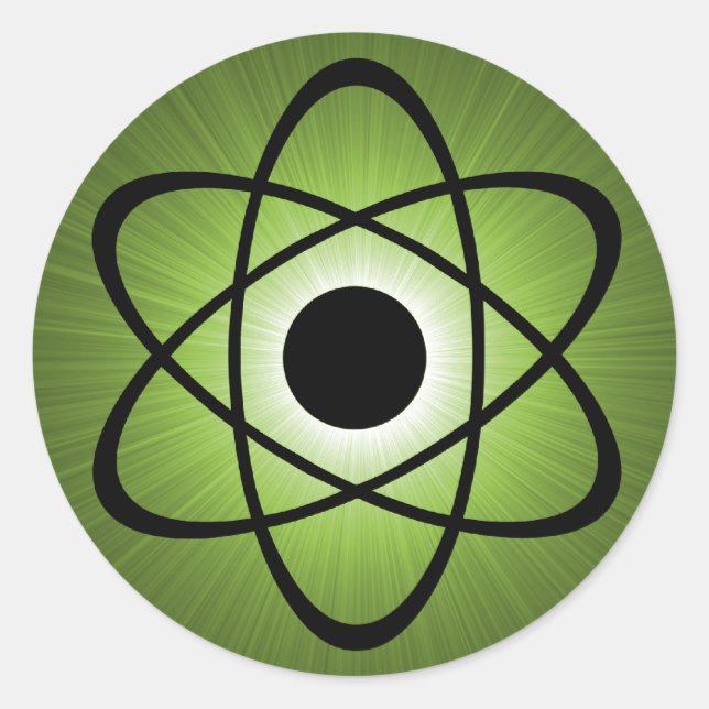 Nerdy Atomic Stickers, Green Classic Round Sticker (Front)