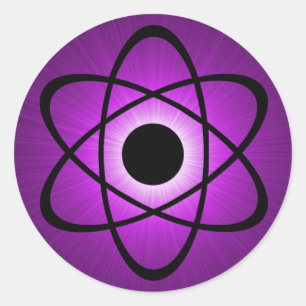 Nerdy Atomic Stickers, Purple Classic Round Sticker