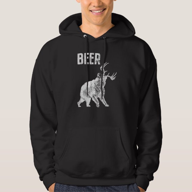 Nerdy Beer Bear Deer Hunter Drinker Pun Dads Jokes Hoodie (Front)